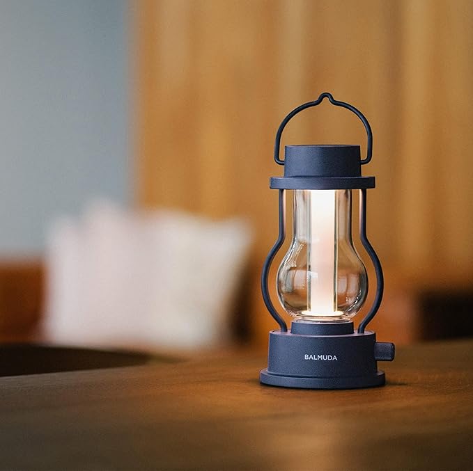 BALMUDA The Lantern | Rechargeable LED Lantern | 3 Light Modes: Candle, Amber, & Warm White | Battery Operated | Lightweight | Water-Resistant | US Version | Navy