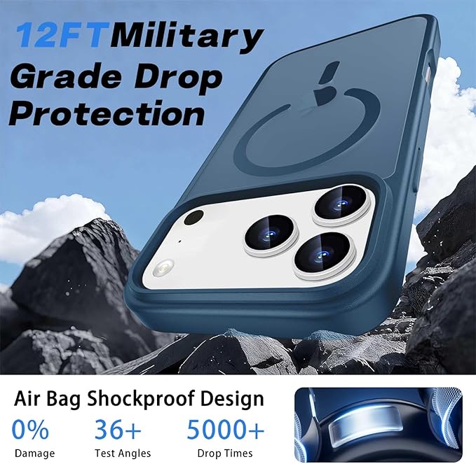 Ntwinro Magnetic for iPhone 17 Pro Max Case (Compatible with MagSafe) with Detachable Wallet & Card Holder for 3 Cards [RFID Blocking] Military Grade Protective Slim Phone Cover, Deep Blue