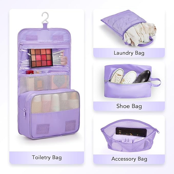 10 Set Compression Packing Cubes for Travel Essentials,Compressible Expandable Packing Cubes for Suitcase,OlarHike Luggage Organizer Bags for Travel,Handy Helper for Organizing Clothes(Light Purple)