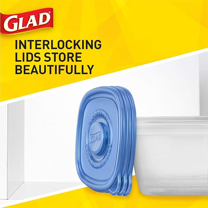Glad GladWare Deep Dish Food Storage Containers, Large Rectangle - Meal Container Holds up to 64 Ounces of Food - Lock Tight Seal, 3 Count - 6 Pack