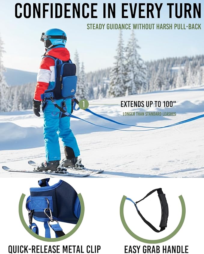 RYNQAVOA Ski Harness for Kids, Snowboard Harness Trainer, Ski Leash for Kid with Removable Seat & Reinforced Lift Handle