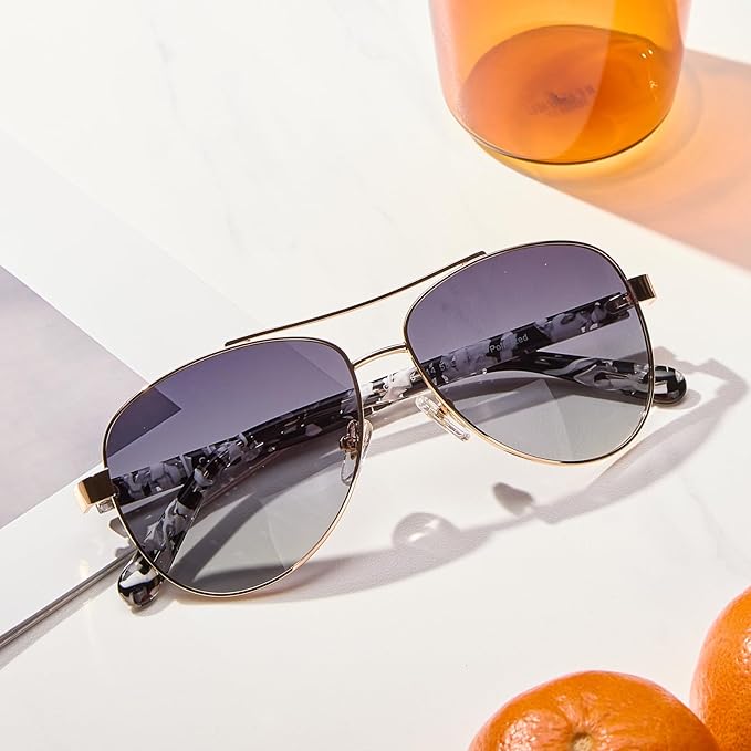 CARFIA Retro Trendy Pilot Sunglasses for Women Polarized UV Protection, Lightweight Outdoor Driving Lady Sunnies Metal Frame