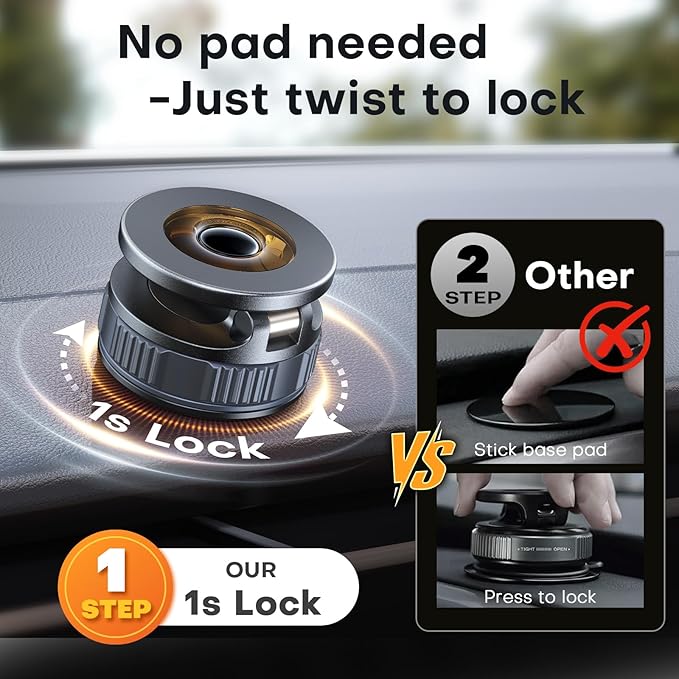 Peerock Car Phone Holder, 360°Adjustable Magnetic Phone Holder for Car, Foldable Suction Cup Phone Mount, Phone Holders for Your Car for iPhone 17/16/15/14/13/12 Series