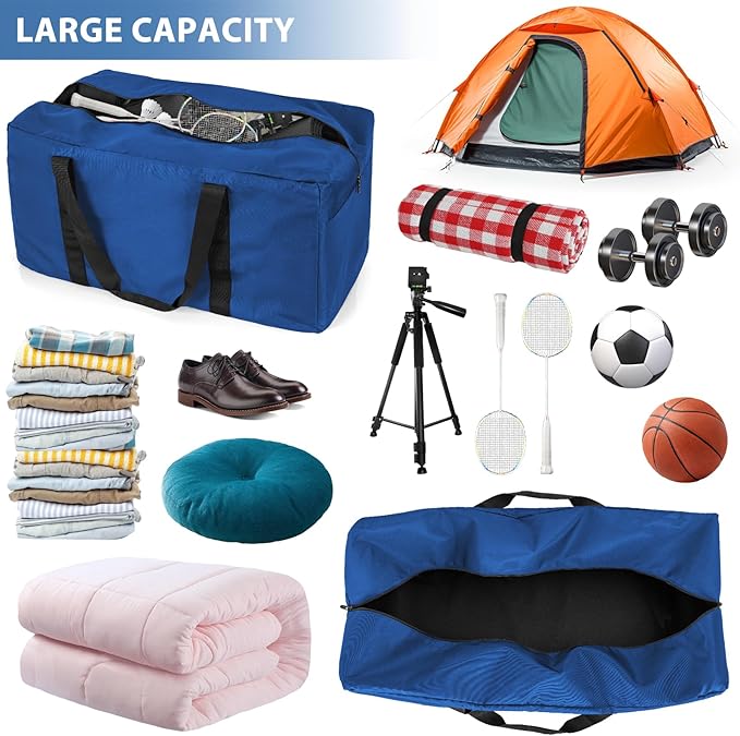 Large Travel Duffle Bag, 102L Gear Bag for Men and Women, Storage Bag Ideal for Overnight Camping and Weekend Getaways, Dark Blue