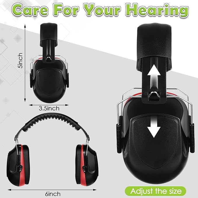 4 Pack NRR 28dB Safety Ear Muffs, Foldable Noise Reduction Safety Ear Protection Adult Noise Cancelling Earmuffs for Shooting