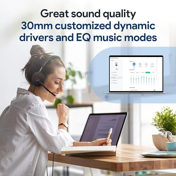 Yealink UH48 ANC USB Headset with Microphone, Active Noise Cancelling Wired Headphones for PC Computer, Works with Zoom Teams and Other Call Platforms, All Day Comfort, Mute Button