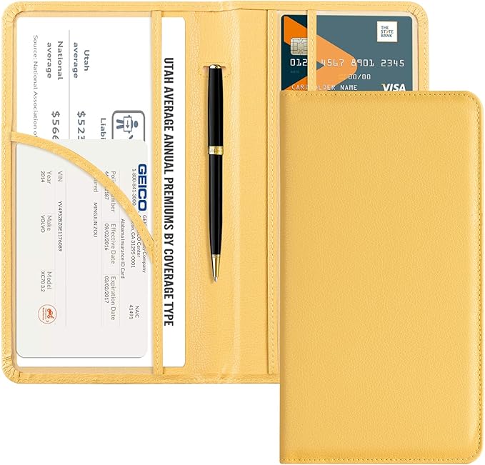 CoBak Car Registration and Insurance Holder - Vehicle Glove Box Car Organizer,Auto Truck Comparment Accessories Case with Magnetic Closure for Essential Document,Driver License,Cards