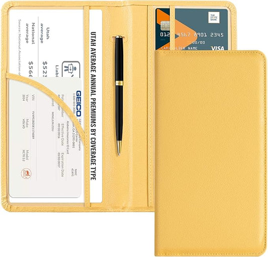 CoBak Car Registration and Insurance Holder - Vehicle Glove Box Car Organizer,Auto Truck Comparment Accessories Case with Magnetic Closure for Essential Document,Driver License,Cards