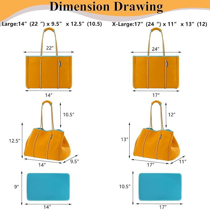 QOGiR Neoprene Multipurpose Beach Bag Tote with Inner Zipper Pocket … … … …