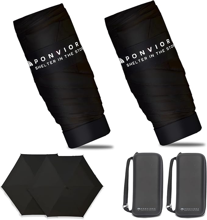 Compact Mini Windproof Travel Umbrella-UPF 50+ Sun & Rain Protection, Small Folding Design Fits in Pocket or Purse, Lightweight Portable with Case for Women, Men & Kids