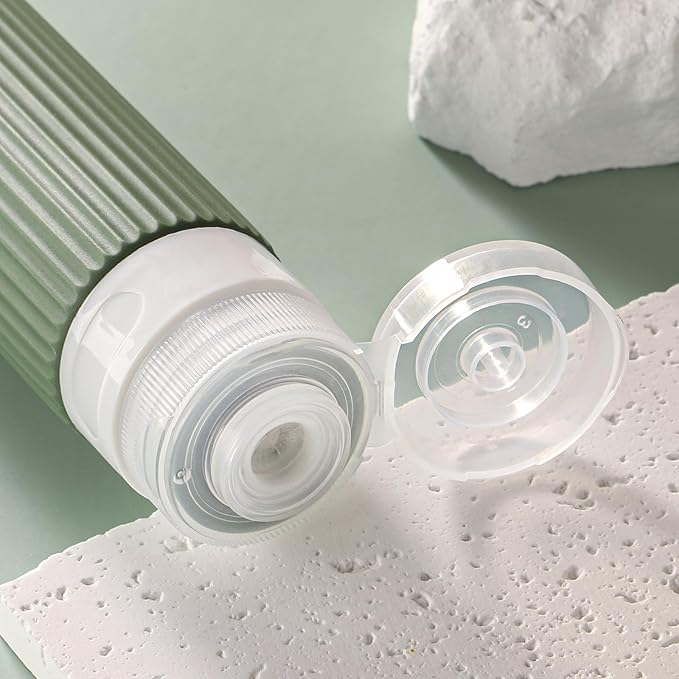 ME.FAN Travel Bottles for Toiletries, TSA Approved 3oz Silicone Journey Size Containers, Portable Split Bottle for Conditioner, Shampoo, Lotion- 4 Pack Desert Sage