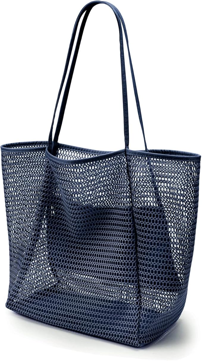 KALIDI BeachNylon Mesh Tote Bag, Casual Tote Bag Hobo Women Foldable MAX 23L Shoulder Bag For Beach Picnic Vacation