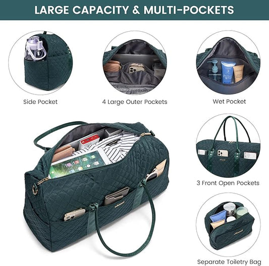 LOVEVOOK Travel Duffle Bag,Weekender Bags for Women Overnight Bag with Shoe Compartment, Carry on with Toiletry Bag,Duffel Bag with Wet Pocket,Hospital Bags for Labor and Delivery