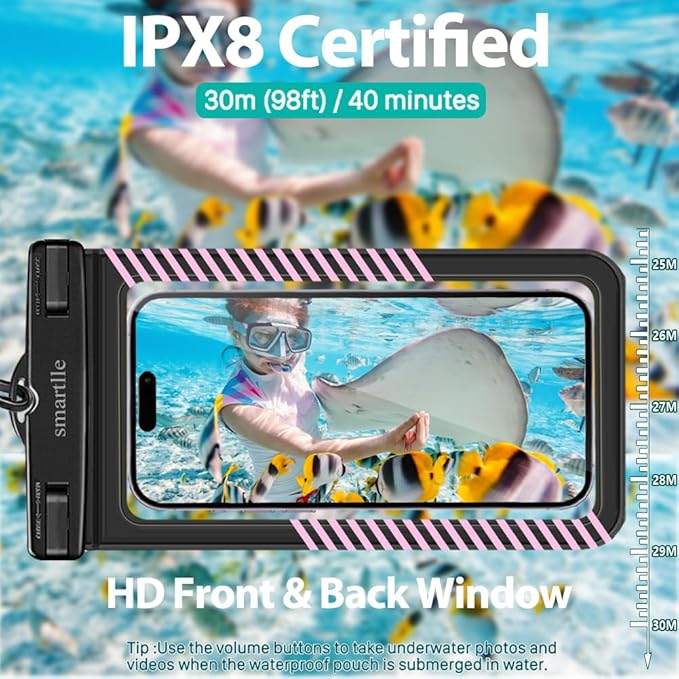 Waterproof Phone Pouches Bags Holder, Cell Phone Water Protectors 4 Pack for Swimming, IPX8 Waterproof Phone case Cover for iPhone 15 14 13 Pro Max 12 11, for Galaxy S24 S23 Ultra Up to 7"