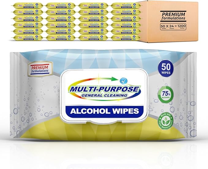 Restaurant & Institutional Table Cleaning Wipes – Multi-Purpose, No-Rinse, Streak-Free – 50 Count Pack, Case of 24 (1,200 Wipes Total)