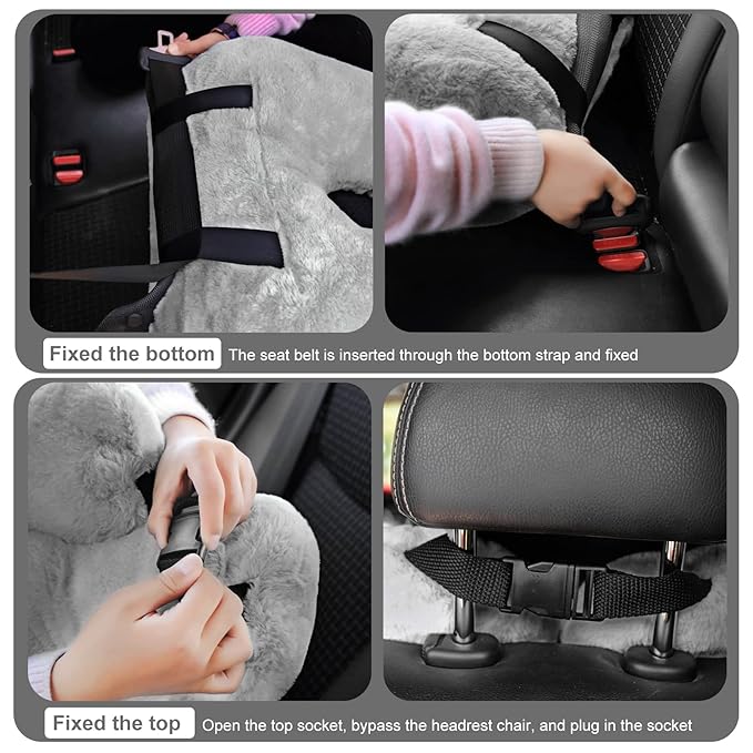 2 Pcs Travel Pillow Car Sleeping Kid Neck U Shaped for The Back Seat Adults Children Head and Body Support Long Distance Journey Accessories (Gray)