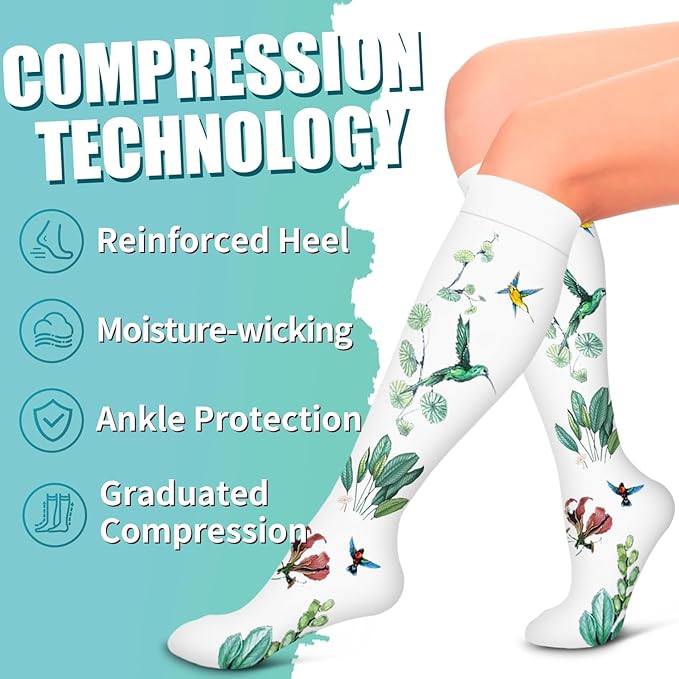 Laite Hebe Compression Socks for Women & Men Circulation(6 pairs)-Graduated Supports Socks for Running, Athletic Sports