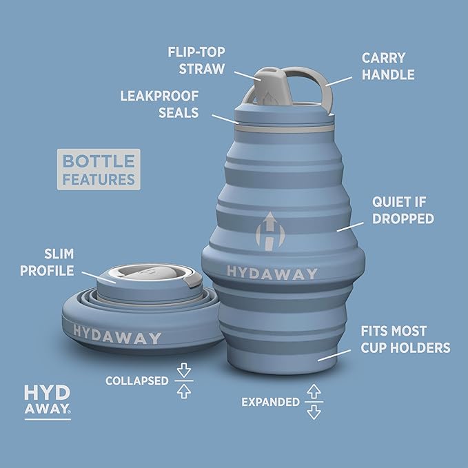 HYDAWAY 17oz Collapsible Water Bottle - BPA-Free, Leakproof, Lightweight, and Space-Saving - Perfect for Travel, Hiking, and Everyday Hydration