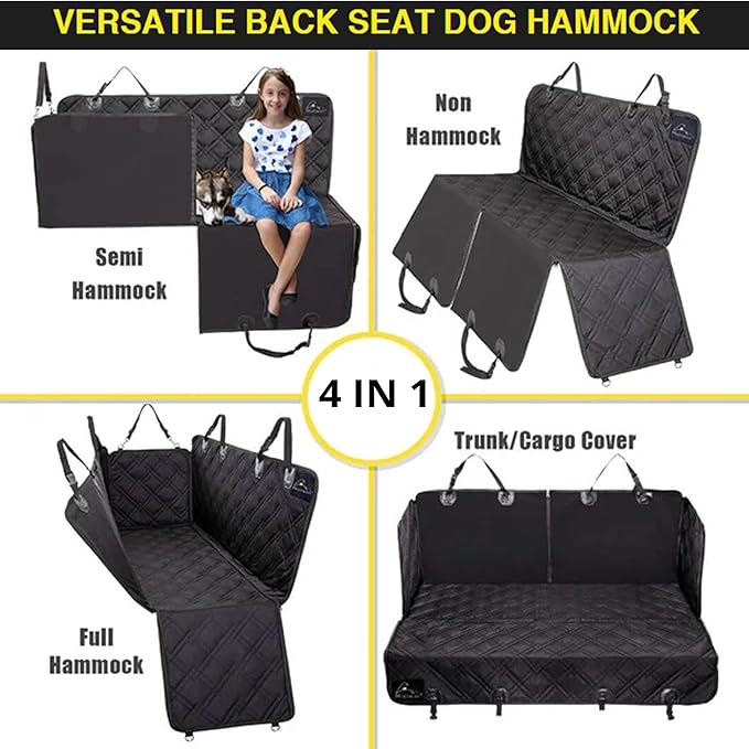 Meadowlark Premium Hammock Dog Car Seat Cover Back Seat, Pet Cover Car Seat Protector, Non-Slip, Dog Stuff, Anti Shock, Water Repellant, Pet Car Seat Cover for Dogs w/Seat Belt & 2 Headrest Covers
