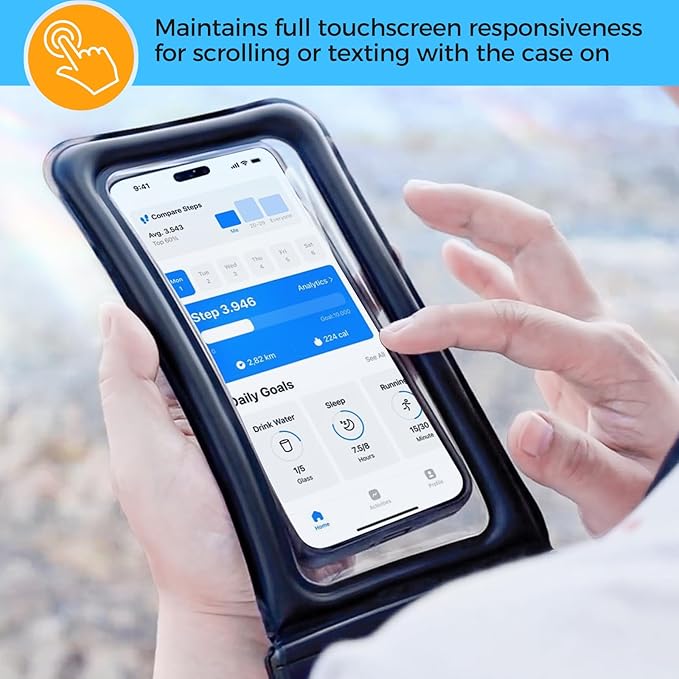 ProCase 2 Pack Floating Waterproof Phone Pouch Up to 7", IPX8 Floatable Underwater Phone Case Dry Bag for iPhone 17/Air 16 15 14 13 12 11 Pro Max Xs Max XR X 8 7 Plus SE/Galaxy S24 S23 S22 - Black