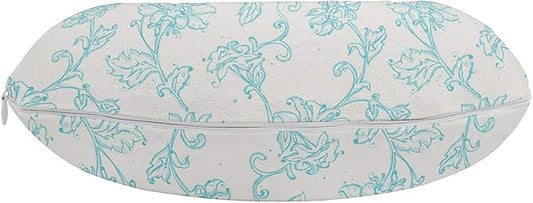 Ambesonne Botanical Travel Pillow Neck Rest, Detailed Intricate Floral Ornaments Romantic Pure Tones Illustration, Memory Foam Traveling Accessory for Airplane and Car, 12", Blue White