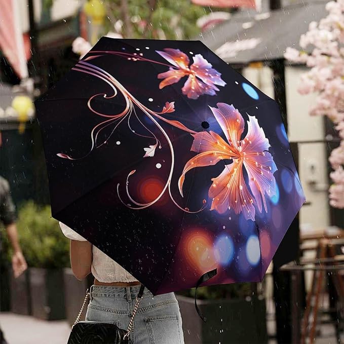Portable High-density carbon steel structure Portable Travel Umbrella Windproof 3‑Fold Smooth Auto Open Compact Protective