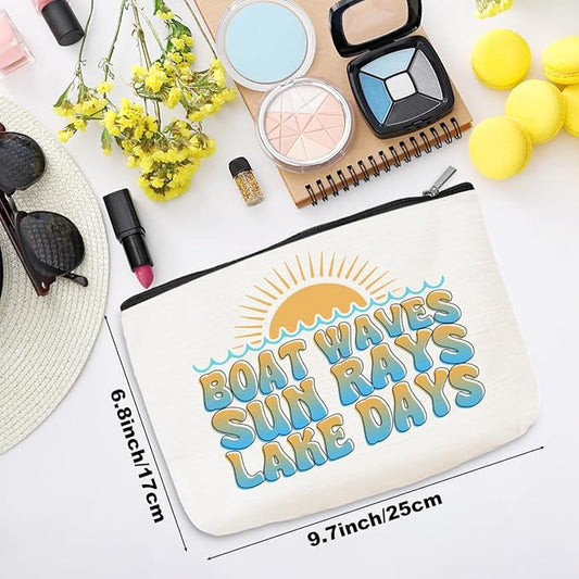 Lake Life Makeup Bag Cosmetic Bag Lake Accessories Travel Vacation Sun Day Essentials Beach Gifts for Women Girls Boater Lovers Bestie Christmas Birthday Lakes House Gifts Boating Lover Gift