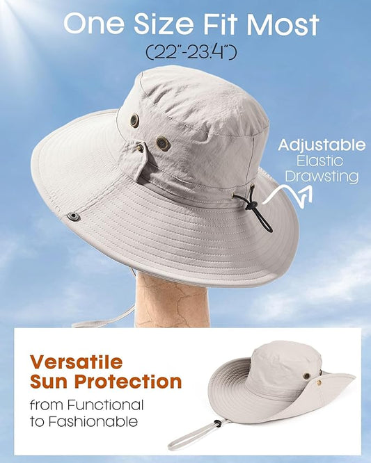 FURTALK Sun Hats for Men Fishing Hat UPF 80+ Foldable Wide Brim Outdoor Hiking Beach Summer Hats