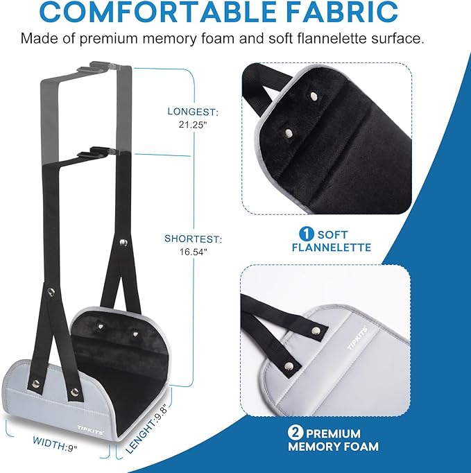 2 Pack Foot Hammock for Plane Travel with Comfortable No Clashing Base, Portable Foot Rest Made with Premium Memory Foam, Airplane Footrest Travel Essentials to Relax Your Feet