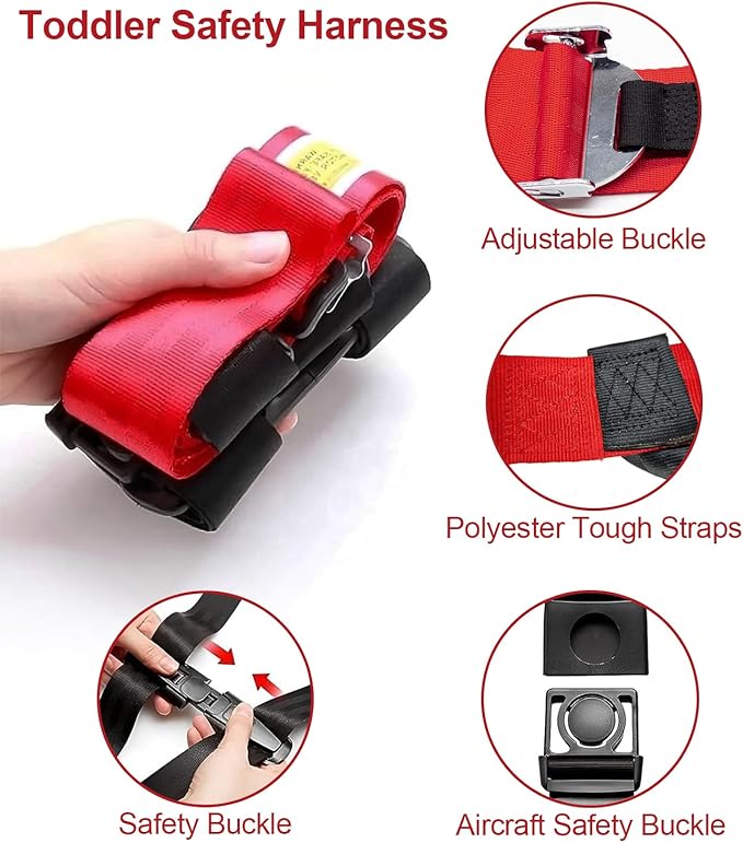Child Airplane Safety Travel Harness, Toddler Travel Restraint, Airplane Safety Harness for Kids, Toddler Flying Safety Device to Protect Your Child, Airplane Seat Accessories for Child Travel