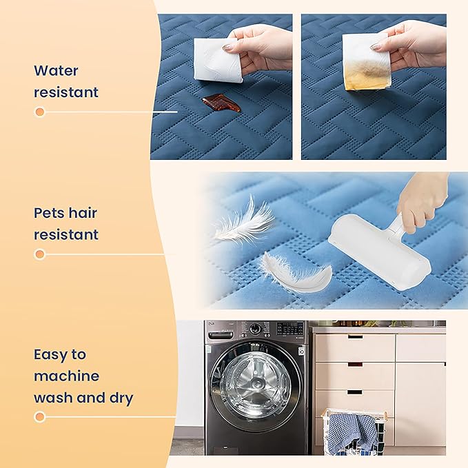 gogobunny 100% Double Sided Waterproof Dog Blanket Soft Pet Bed Cover Reversible Protect Furniture Couch Sofa Car for Puppy Cat Kids (Dark Blue/Light Blue, 68x82 Inch (Pack of 1))