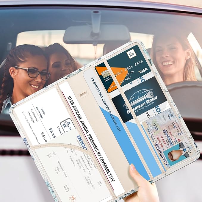 CoBak Car Registration and Insurance Holder - Vehicle Glove Box Car Organizer,Auto Truck Comparment Accessories Case with Magnetic Closure for Driver License,Cards