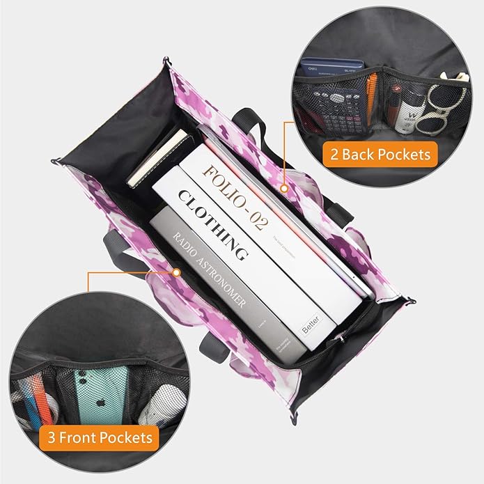 TOPDesign Utility Water Resistant Tote Bag with 13 Pockets, Top Zipper Closure & Thick Bottom Support, for Working Women