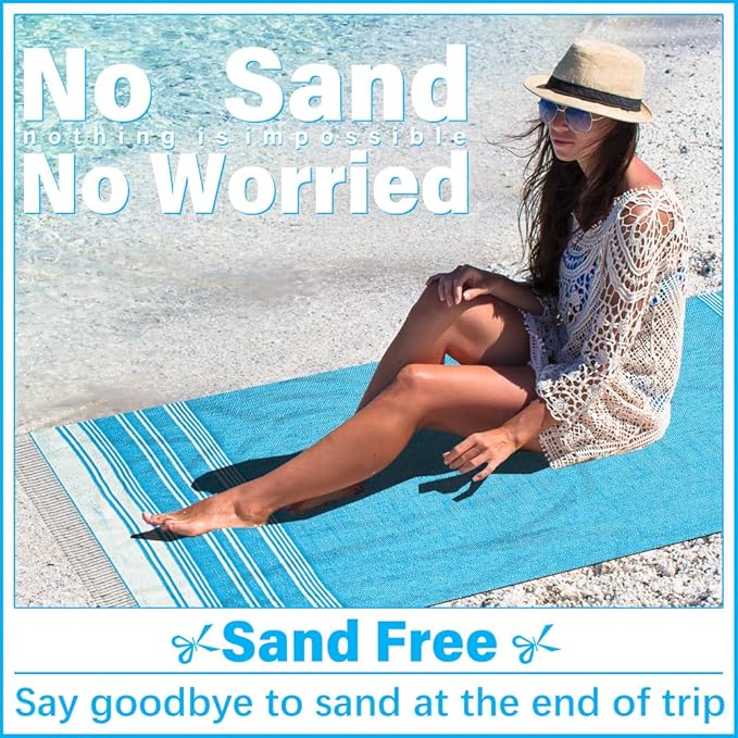 Thin Turkish Beach Towel Lightweight Soft Cotton Extra Large XL Oversized Sand Free Sandproof Absorbent Quick Dry Towels Cloud Bath Pool Travel Compact Essentials Accessories for Adult Gifts