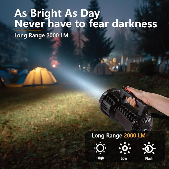 VAVOFO 2000LM Rechargeable LED Lantern, Camping Essentials Flashlight,Stepless Dimming, 10000mAh Power Bank, IP66 Waterproof, Long Running Spot Light for Hurricane, Power Outages, Hiking