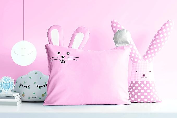 kinder Fluff Kids Pillow & Pillowcase Set 13x18in- 233T Cotton Pillow Covers & Down Alternative Pillow Fill - Hypoallergenic Kids Pillows for Small Children - Children & Travel Pillows Kid - Pink
