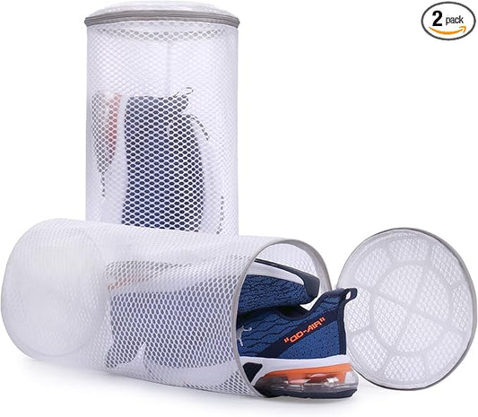 Muchfun 2Pcs Shoes Washing Machine Bag, Honeycomb Mesh Laundry Bags for Sneaker Cleaning 8 x 8 x 15 Inches
