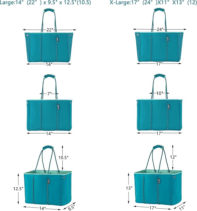 QOGiR Neoprene Multipurpose Beach Bag Tote with Inner Zipper Pocket … … … …