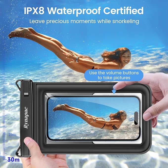 [Up to 8.5"] Floating Waterproof Phone Pouch 2 Pack - Floatable Waterproof Phone Case with Lanyard for iPhone 16 15 Pro Max, Galaxy S25 S24 Ultra, IPX8 Cellphone Dry Bags, Beach Vacation Essentials