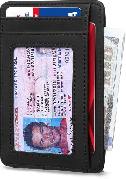 RUNBOX Slim ID Cases Minimalist Front Pocket RFID Blocking Leather Wallets for Men and Women Card Holder Wallets Gifts for men