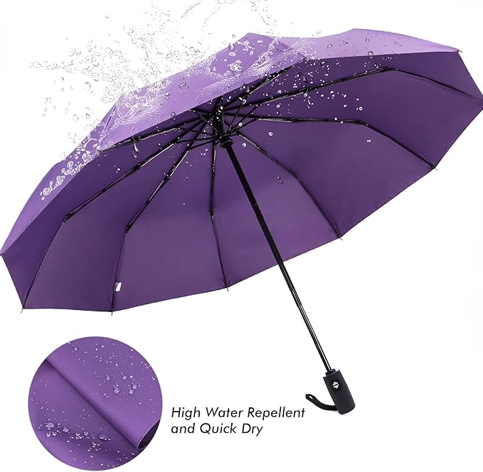 ZOMAKE Travel Umbrella Compact - 10 Ribs Portable Collapsible Umbrellas for Rain Windproof - Paraguas Automatic Small Folding Umbrella Lightweight Packable Umbrella for Women Men