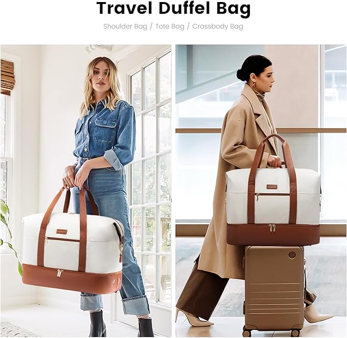 LOVEVOOK Weekender Bag, Large Travel Duffel Bag for Women with 2 Packing Cubes, Carry on Overnight Bag with Shoe Compartment, Mom Hospital Bags for Labor and Delivery