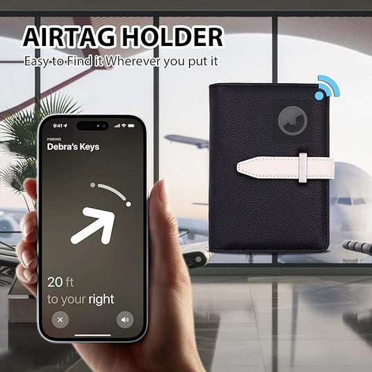 Passport Holder with Airtag for Women/Men,Airtag Passport Wallet for Travel,Cute Passport Holder Rfid Blocking,Travel Wallet for Cards Passport Cover Case