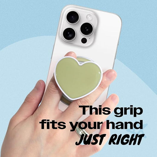 OnTheGrip Cute Solid Macaron Color Heart Shape Collapsible Mobile Phone Grip Stand Holder for Smartphone Tablet Cell Phone Accessory (Ocean Green)