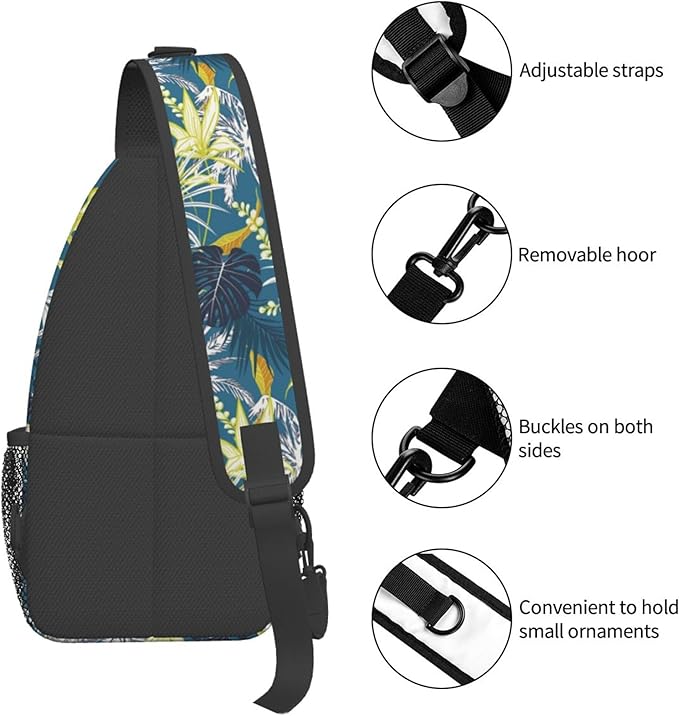 Hawaii Tropical Palm Sling Backpack Crossbody Bag Casual Chest Bags Travel Hiking Daypack Shoulder Bag for Women Men