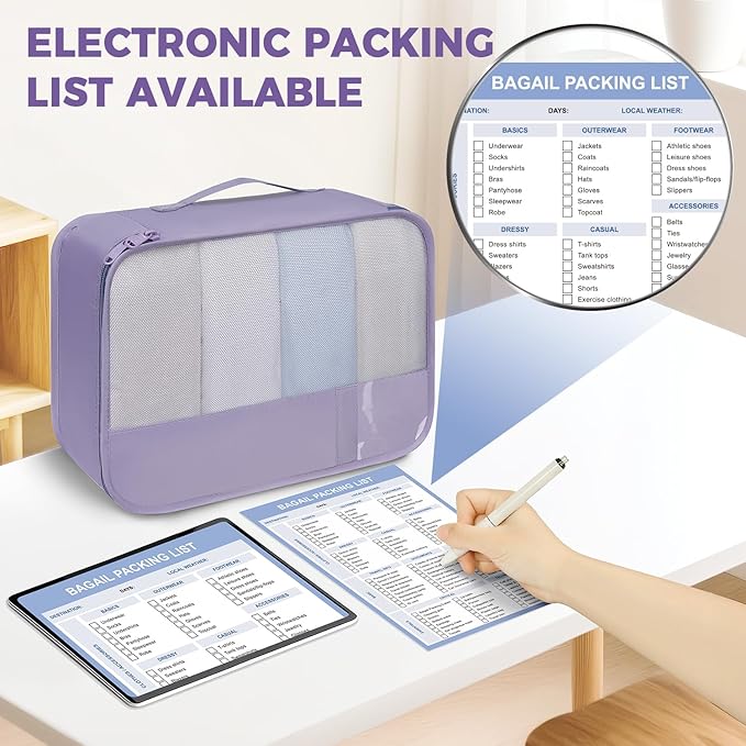 BAGAIL 9 Set Packing Cubes Luggage Packing Organizers for Travel Accessories