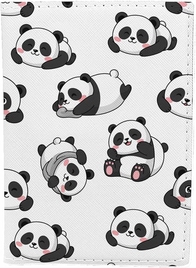 Smile Panda Passport Holder for Travel Little Lovely Animal PU Leather Passport Cover Wallet Cute Passport Card Holder for Women and Men