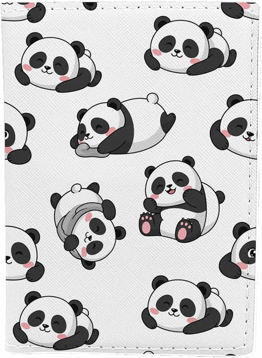 Smile Panda Passport Holder for Travel Little Lovely Animal PU Leather Passport Cover Wallet Cute Passport Card Holder for Women and Men