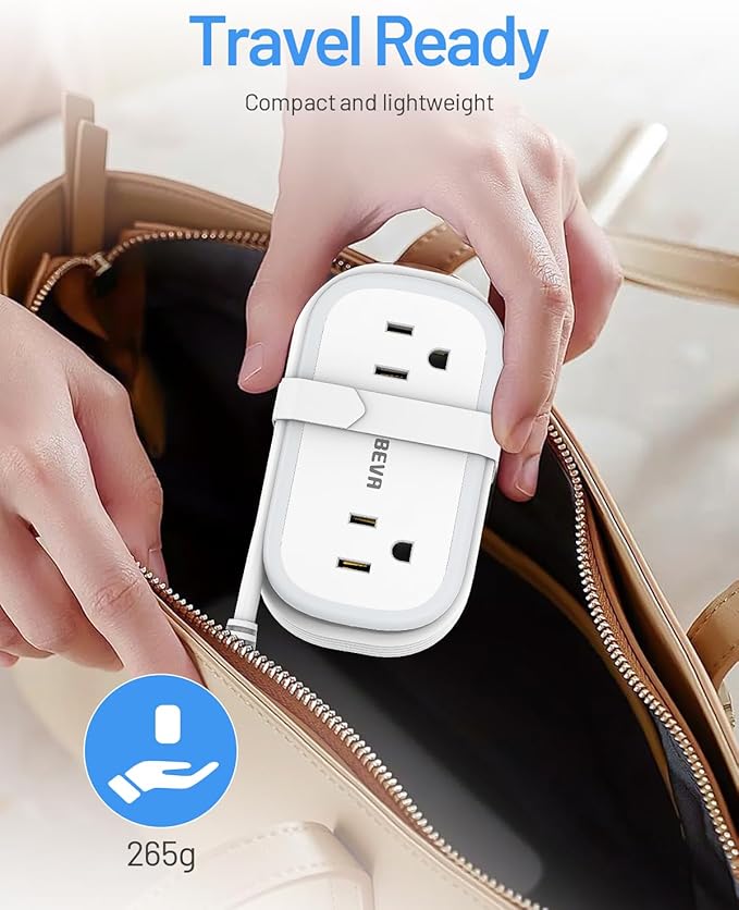 European Travel Plug Adapter, US to Europe Plug Adapter 2 Outlets 3 USB Ports, 5ft Power Cord with USB C Cable, Type E F Plug Adapter for US to Most of Europe Iceland Spain Italy France