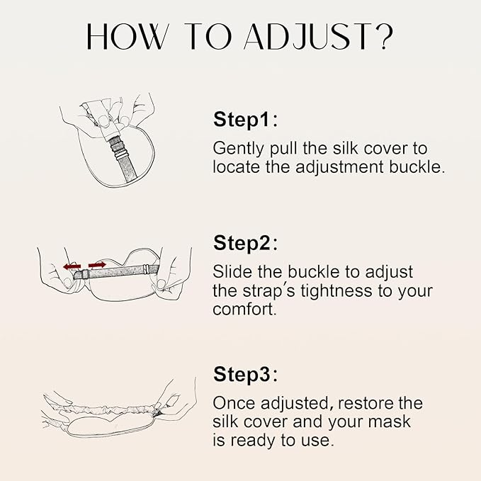 ZIMASILK Adjustable 100% 22 Momme Mulberry Silk Sleep Mask for Sleeping, Filled with Premium Mulberry Silk, Softest & Breathable Eye Sleeping Mask (Beige)
